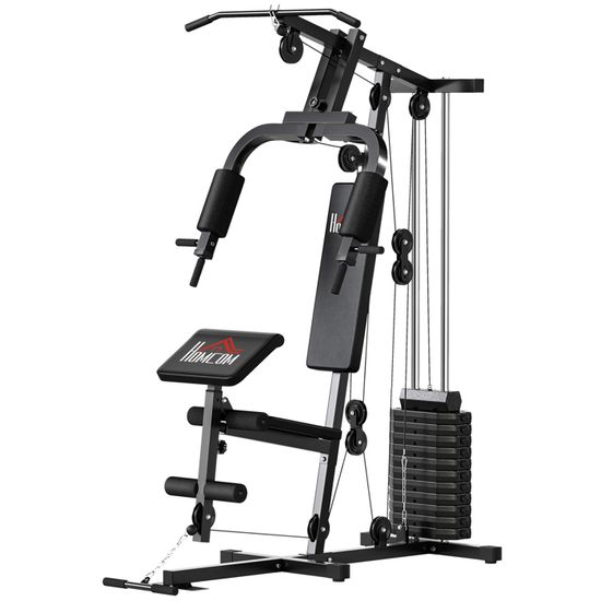 Homcom Supports pour haltères, set de 2, à charger jusqu'à 150 kg, réglables en hauteur, acier, 52x48x160cm Homcom Supports pour haltères, set de 2, à charger jusqu'à 150 kg, réglables en hauteur, acier, 52x48x160cm
