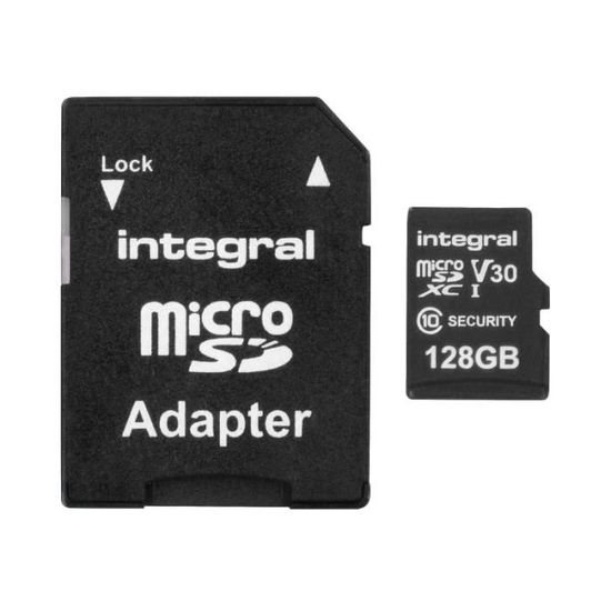 Integral Mémoire Security Micro SD 4K V30 UHS-1 U3 128GB