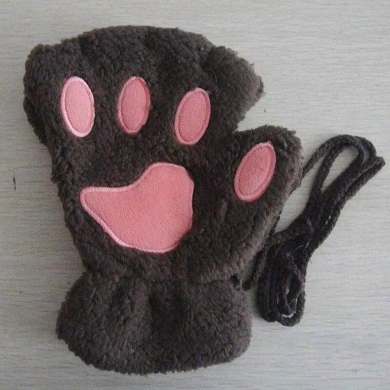 Gants Patte De Chat En Peluche - Pour Costume Halloween, Cosplay, Hiver - Blanc - Taille Unique