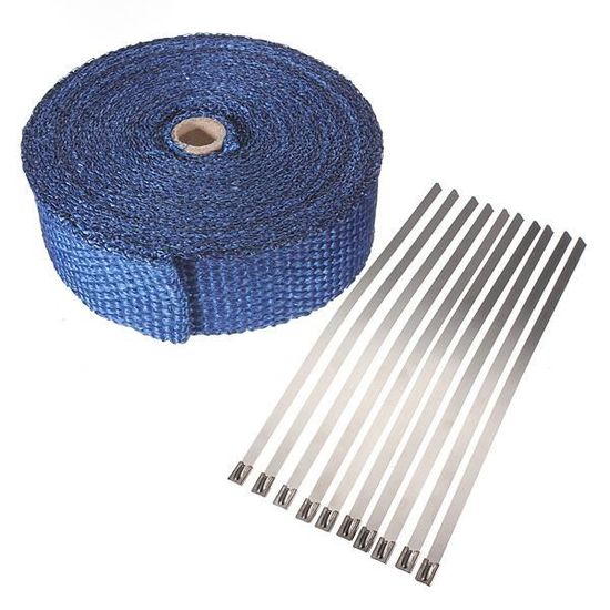 Bande Isolante Thermique Pour échappement - 10 M X 5 Cm, Résiste à 500°C, Avec 12 Attaches - Réduction Bruit, Protection Chaleur Pour Moto, Voiture, Camion - 7