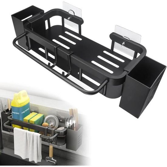 Porte-éponge évier Inox - Support Adhésif Pour éponges Et Brosses - Rangement Cuisine Et Salle De Bain