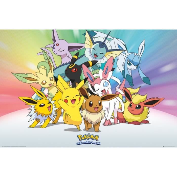 Poster Pokemon Pikachu Evoli Voltali Pyroli Aquali Noctali Phyllali Givrali Nymphali 61 X 91 Cm Cdiscount Poster Pokemon Pikachu Evoli Voltali Pyroli Aquali Noctali Phyllali Givrali Nymphali 61 X 91 Cm Cdiscount