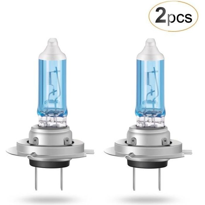 AGPTEK 2X H7 Phares Voiture Ampoules 12V 55W Feux de Croisement Brillant Super Blanc Lampe Ampoule Halogène Véhicule- Blanc Froid