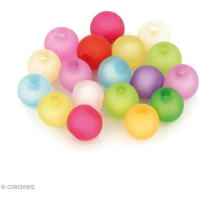 Perles Rondes colorées givre - 8 mm - 150 pcs environ Perles givre colorées Rondes Diamètre d'une perle: 8 mmDiamètre du trou: 2