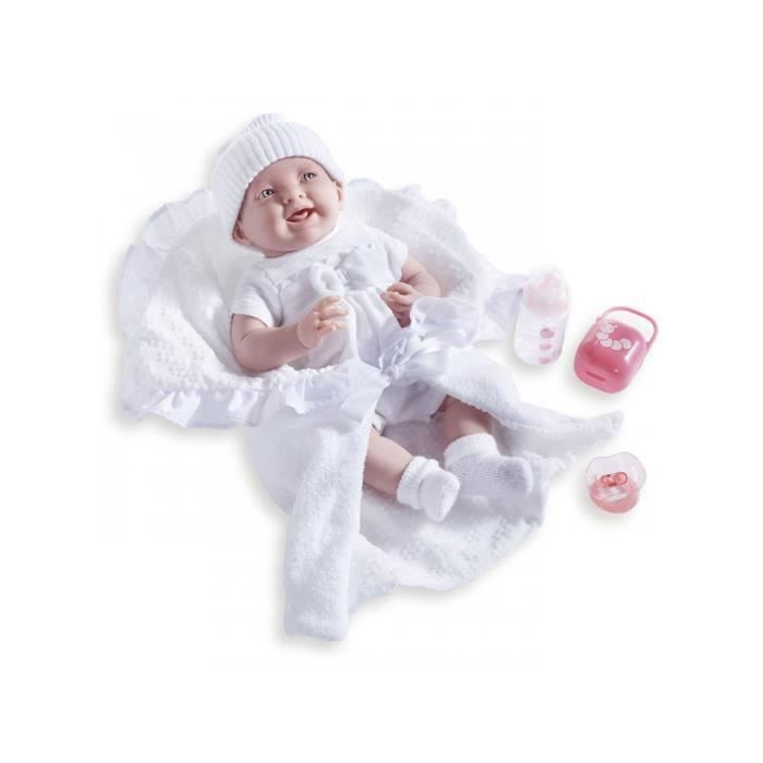Soft Body La Newborn in White bunting and accessories
