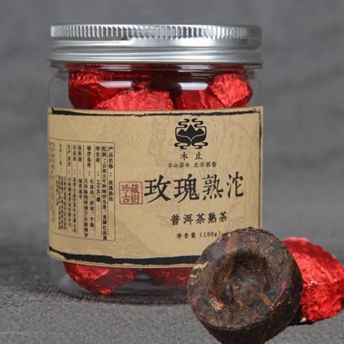 Yunnan Rose Puerh tea 100g (0.22LB) canned Rose Puer small Tuocha Pu er ripe tea organic tea Pu'er tea Black tea Puer tea Chinese