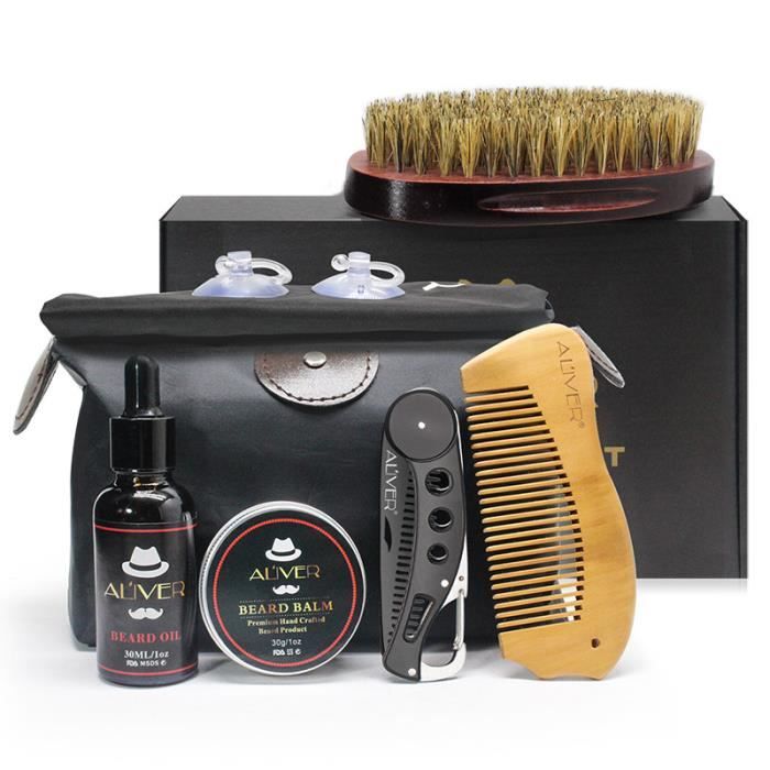 7pcs Ensemble de toilettage de soin de barbe de moustache portable