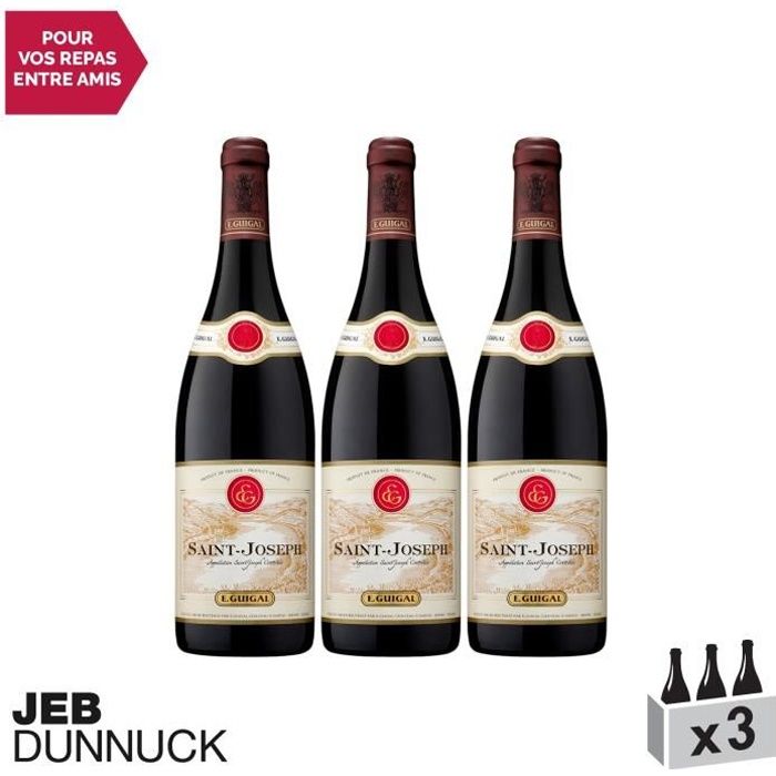 Saint-Joseph Rouge 2018 - Lot de 3x75cl - Maison Guigal - Vin AOC Rouge de la Vallée du Rhône - 92-94-100 Jeb Dunnuck - Cépage Syrah