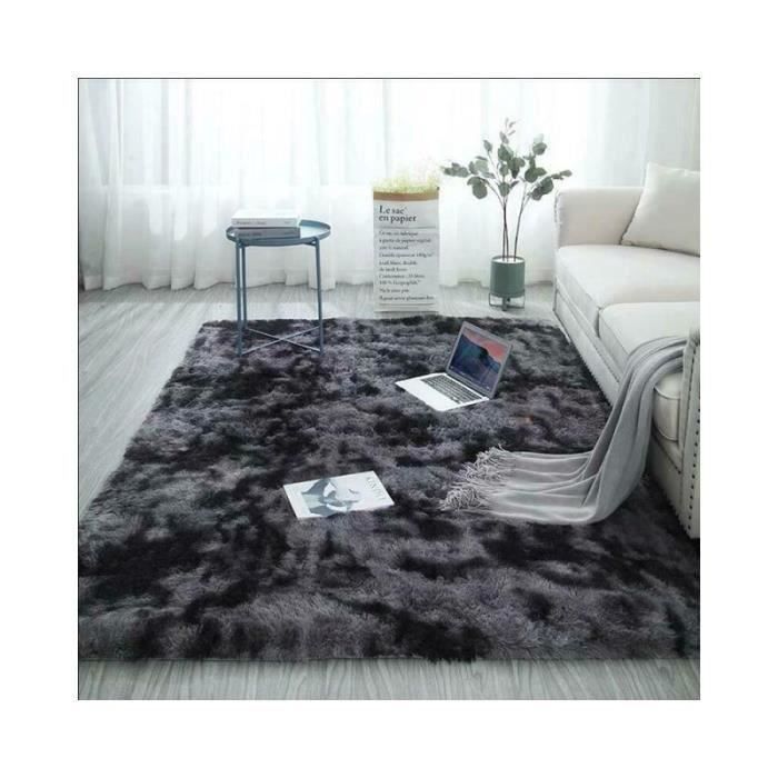 Tapis de Salon Shaggy 160x230 en Peluche Gris Foncé