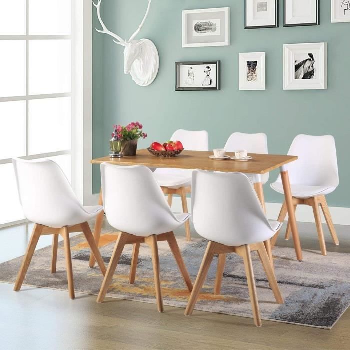 Table à manger de 4 à 6 personnes Table Salle à Manger Rectangulaire Scandinave Design Bois