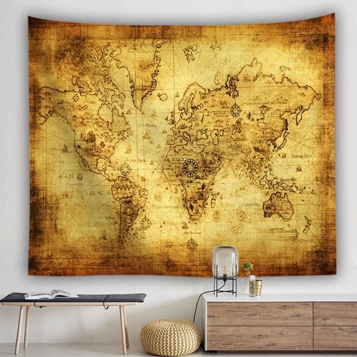 Vintage Carte Du Monde Tapisseries Murales Suspendus Hippie Tapisserie Couvre-Lit Tapis de Yoga Nouveau _R7421
