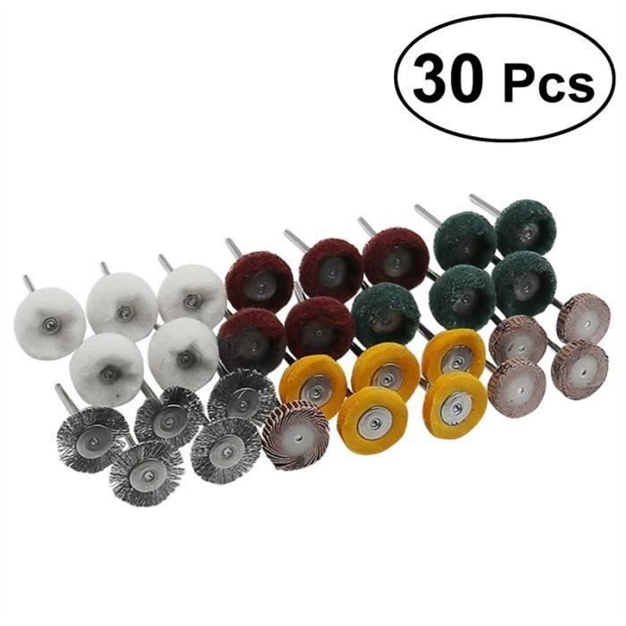 ME6580 30 pièces Set Brosse métallique polissage Roues Roues Abrasif Drill Kit d'accessoires pour outils rotatifs Dremel