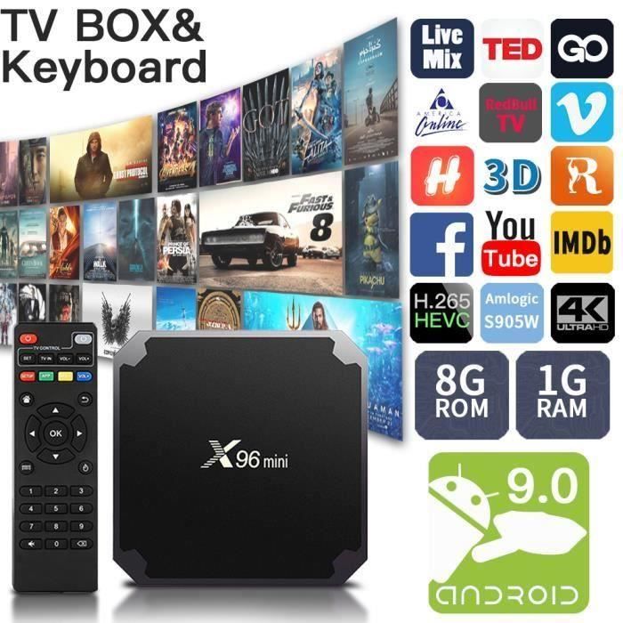 X96mini Gondroid 7.1.2 Décodeur Stream tv Box Govec Gomlogic S905W Quad Core 1Go+8Go eMMC 2.4GHz WiFi 4Kx2K HD Lecteur multimedi