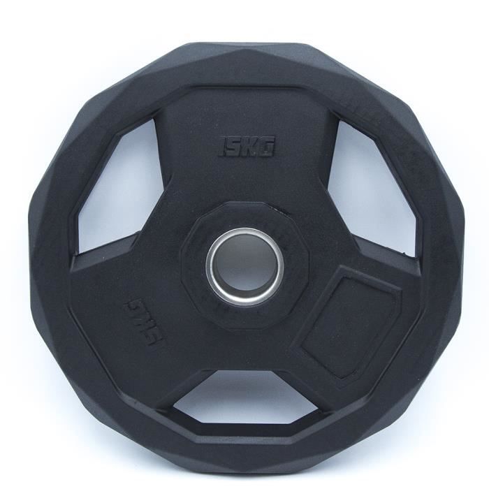 Disque Olympique Hexagonal Premium - 15 kg - Noir