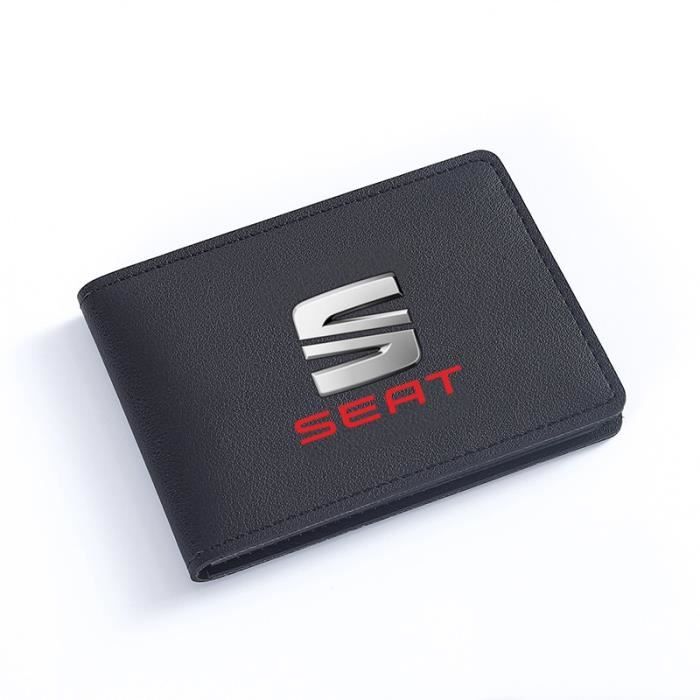 Coque clé,Sac de permis de conduire automobile en cuir PU souple, pour seat leon ibiza Alhambra Exeo Arona Ateca Altea - Type Black