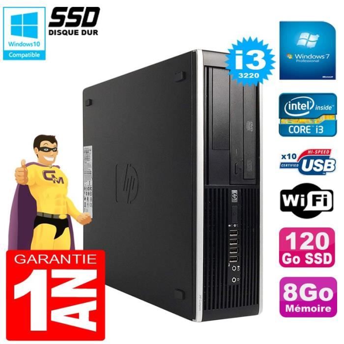 PC HP Compaq Pro 6300 SFF I3-3220 RAM 8Go Disque 120Go SSD Graveur DVD Wifi W7
