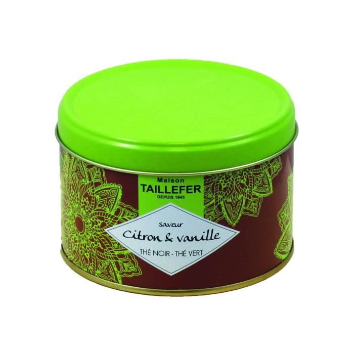 MAISON TAILLEFER Thé noir et thé vert - Saveur citron vanille - Boîte de 80 g