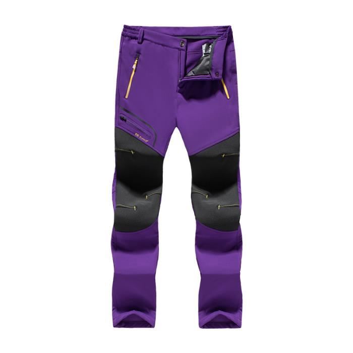 Pantalon Softshell Homme Femme Doublée Polaire Hiver Imperméable Pantalons Couples Trekking Sport de Montagne Randonnée Coupe-Vent