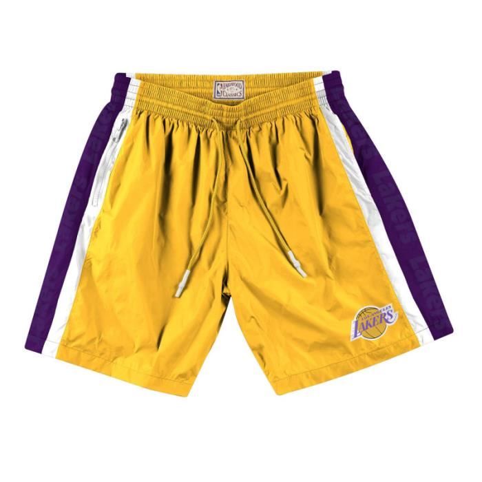 Short NBA Los Angeles Lakers Mitchell & Ness Packable Nylon Jaune pour Homme