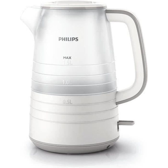 PHILIPS HD9334/20 Bouilloire 2200 W - 1,5 L - Transparente/Blanche