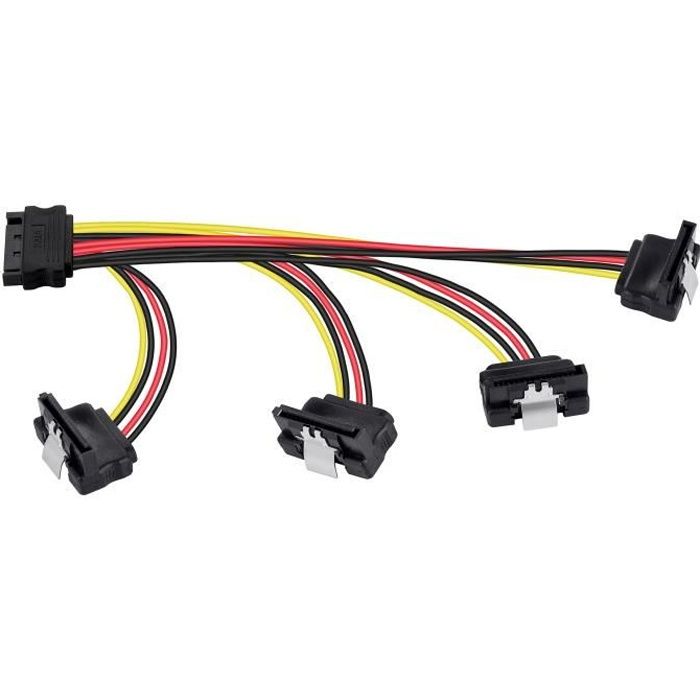 Adaptateur répartiteur SATA (quadruple 14-26,5cm) (1x fiche (m) 4x prise (f) coudé), des pour disque dur, SSD, carte mère, boîtier