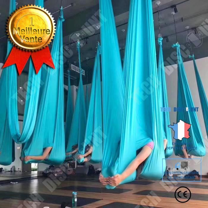 TD® Accessoires Fitness - Musculation,4*2.8M yoga hamac couleur unie anti gravité yoga balançoire aérienne Air yoga - blue