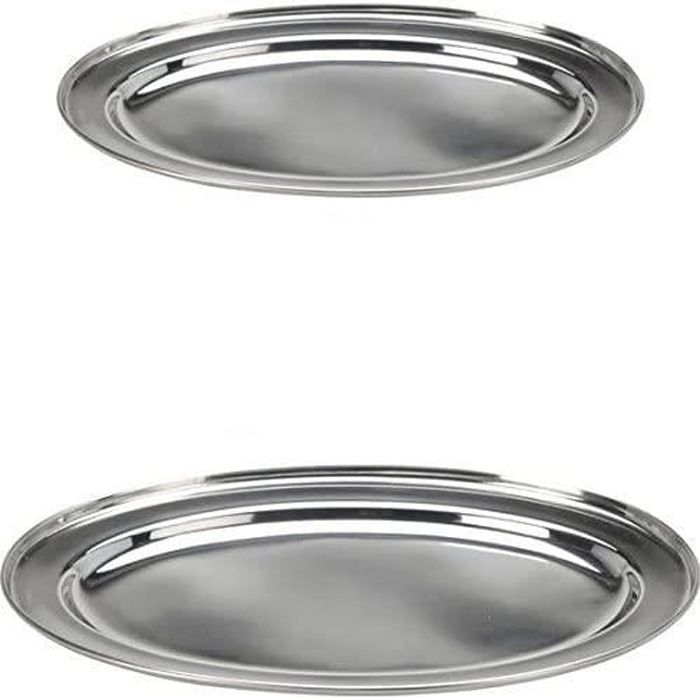 Plat de Service Oval 30 et 40 cm (Lot de 2) Plateau inox