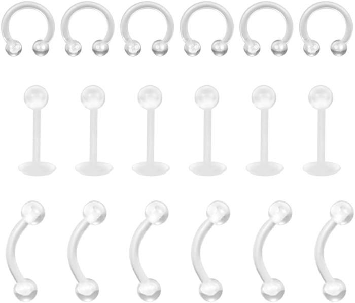Clous De Nez En Forme De L Bioflex - Lot De 10 - 20G/1mm - Plastique Flexible Transparent - Pour Piercing Nez, Retenues, IRM
