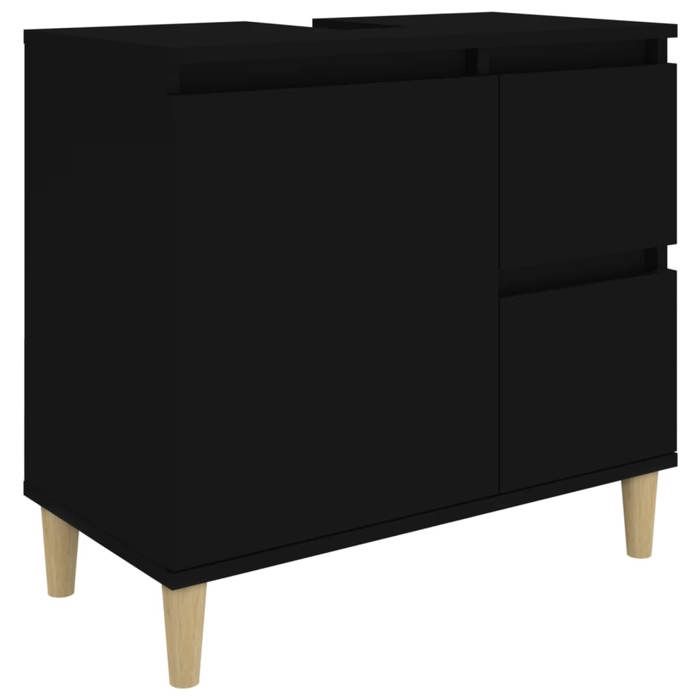 Armoire salle de bain - CLOUD - Contemporain - noir 65x33x60 cm bois dingénierie M178