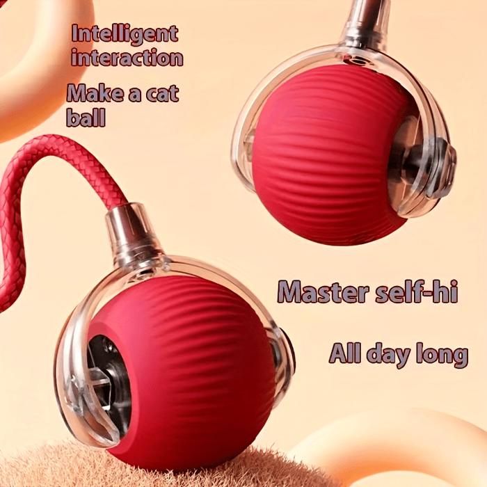 Comparer les prix de Jouet pour chat balle roulante rayée rechargeable USB jouet tournant automatique idéal pour toutes les tailles et races - Rouge
