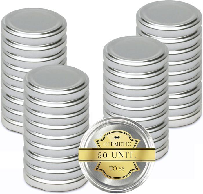 Lot De 50 Couvercles Métalliques Pour Bocaux - 63 Mm Et 82 Mm, étanches Et Résistants à La Chaleur, Multicolores
