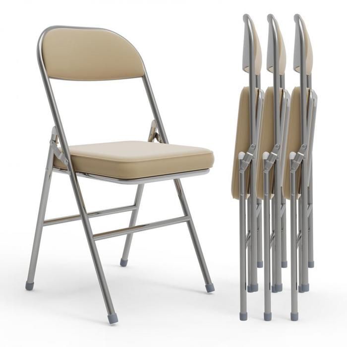 Lot de 4 Chaises Pliante - MIPAN - Chaises Pu - Salle à Manger Pliantes Pour Cuisine Terrasse Jardin - Max:120 Kg - Jaune