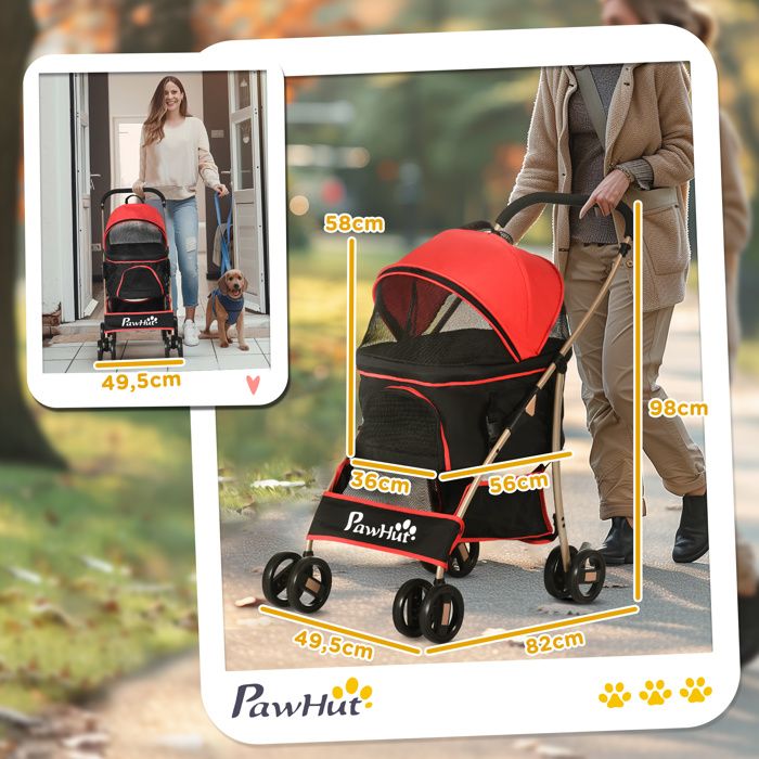poussette pour chien 2 en 1 trolley pour chien sac de transport buggy pour chien pliable avec coussin pour petits chiens chat