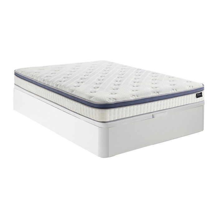 Ensemble 160 x 200 cm sommier coffre blanc + matelas hybride ressorts ensachés 7 zones et mémoire de forme ép.25cm - MALAO de