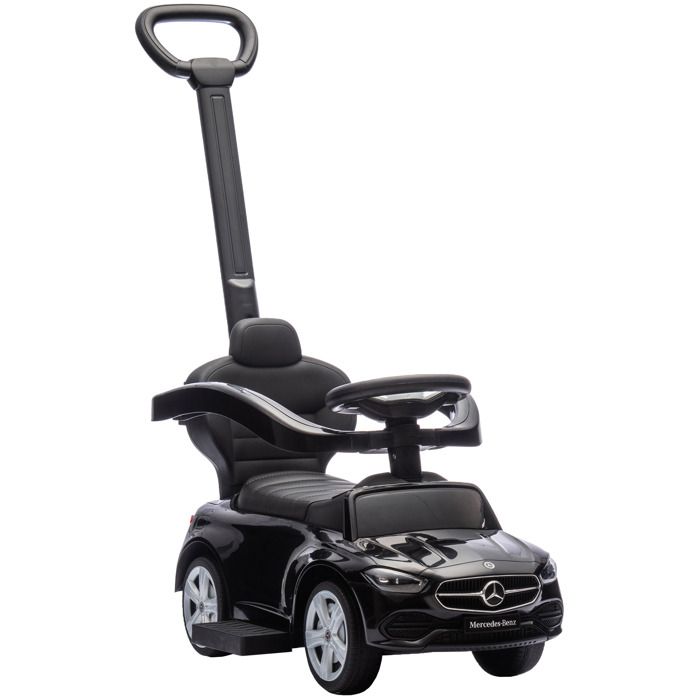 Voiture à pousser pour enfants - AIYAPLAY - 18 à 36 mois - poignée amovible klaxon et volant - PP et acier - 91x40x83cm - noir