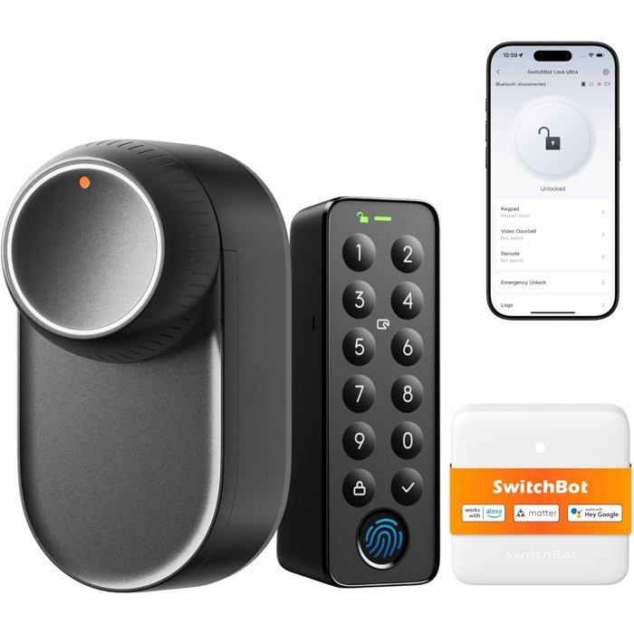 Serrure connectée - SWITCHBOT - Ultra WiFi - Écran tactile - Empreinte digitale - Triple alimentation