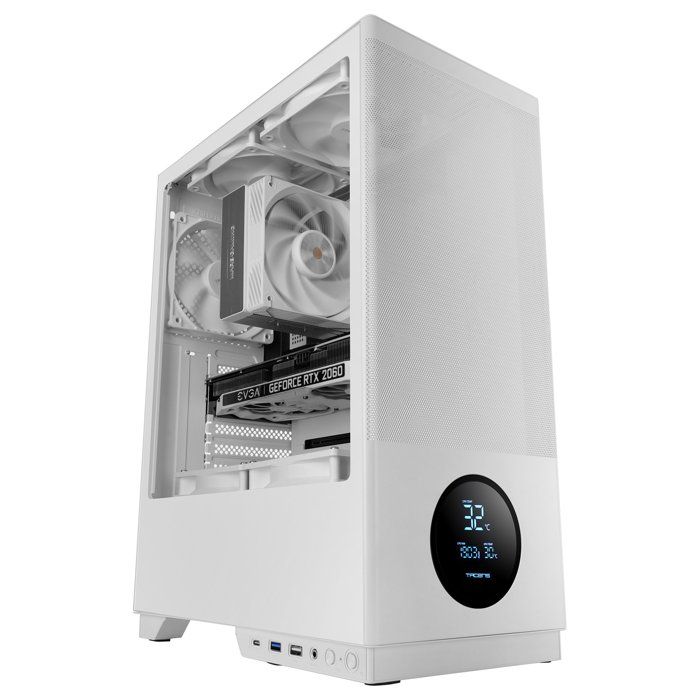 Boîtier PC ATX - TACENS - SAGITTA20 - Écran LED - 3 Ventilateurs 120 mm - Verre Trempé Blanc