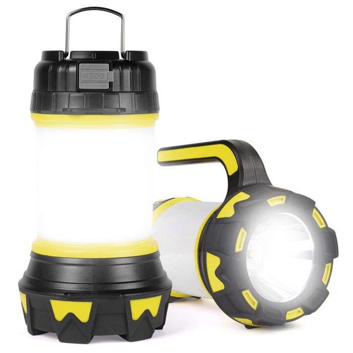 Lanterne LED rechargeable 1000 lumens 4000 mAh lampe de camping 360° projecteur portable câble USB inclus étanche IPX4 verte
