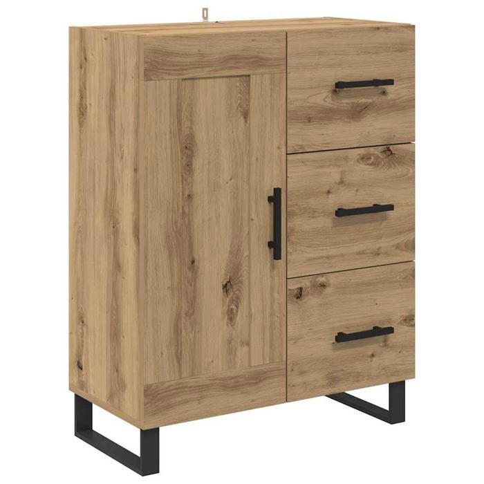 Buffet moderne en bois - vidaXL - 69 5x34x90 cm - Chêne artisanal - Bois dingénierie et fer - Tiroir pratique