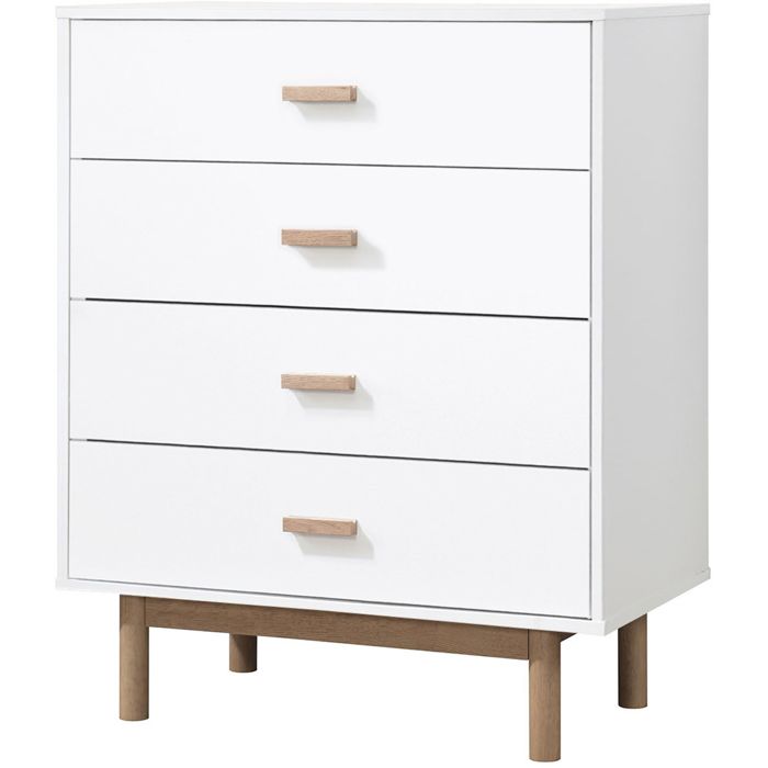 Melanie - Commode à 4 Tiroirs En Mélaminé Chêne Blanc