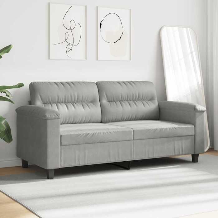 Gris SOFA - PHSH - Canapé avec 2 places - contemporain - Gris clair 140 cm tissu - microfibre C1844
