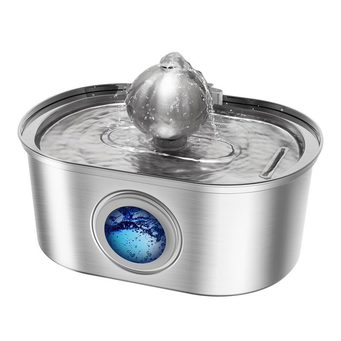 Fontaine à eau pour chat en acier inoxydable - Phoesky - 32 L - Distributeur automatique - Conception sphérique