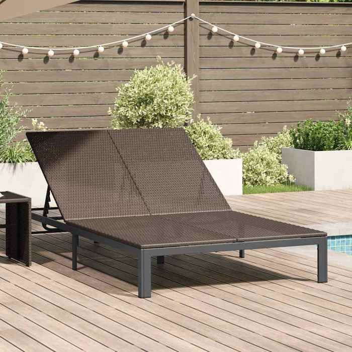 Transat/Lit-canapé dextérieur - NANAS - Bain de Soleil simple - 1-personne Marron 206 x 62.5 x 74cm polyrotin 4583915452