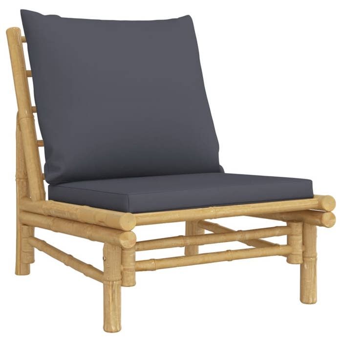 Chaises de jardin - moderne - Meuble de balcon - lot de 2 - avec coussins - gris foncé bambou CC2580