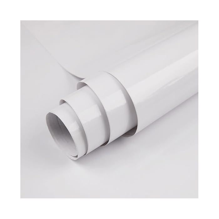 Papier Adhesif pour Meuble Blanc Glossy Rouleau Film Autocollant Meuble Décoratif 30×200cm Vinyle Adhesi OBJET DE DECORATION MURALE