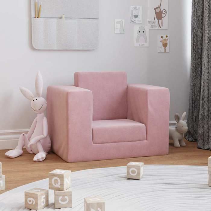 Rose Mobilier pour bébés - Canapé-lit pour enfants Rose Peluche douce m8751