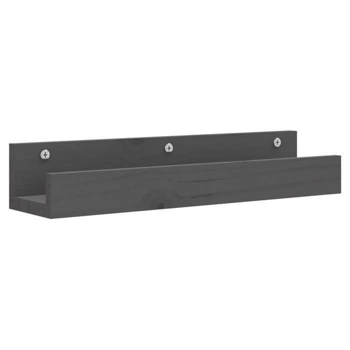 Meuble Étagère - Gris - Étagères murales - (2 pcs) - Gris 50x12x9 cm Bois de pin massif B1082