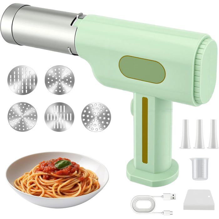 Machine À Pâtes Électrique 2600mAh Sans Fil 5 Embouts 3 Remplisseurs Inox Recharge USB-C Pour Lasagnes Et Pâtes Maison