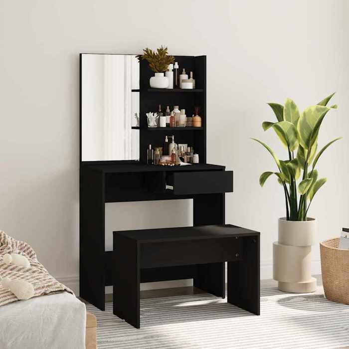 Noir Ensemble de coiffeuse noir 74 5x40x141 cm - Meuble Rangement LV26619