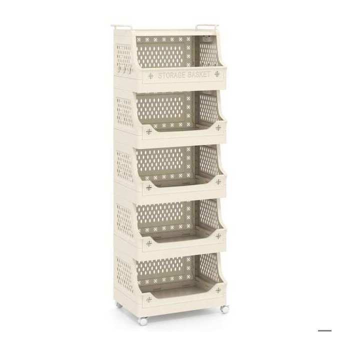6 niveaux panier à linge à roulettes desserte de rangement ventilée pour buanderie et salle de bain